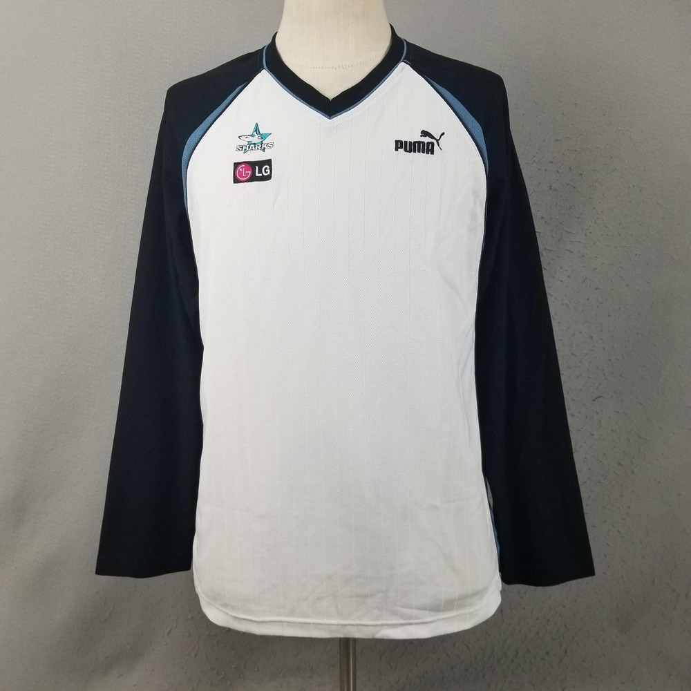 PUMA Rugby Jersey Mens Medium White Sharks NRL LG Sponsor Long Sleeve Sport